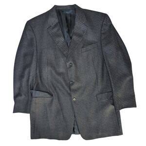 Burberry London Blazer 46L Blue Alpaca Wool Sport Coat Check Made USA